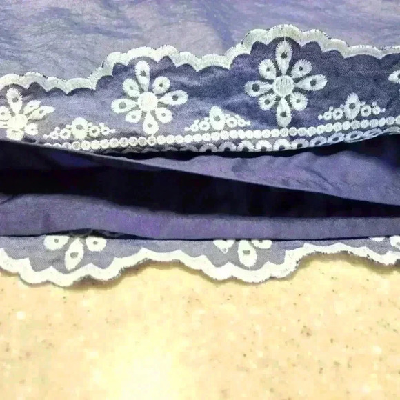 Talbots Women's Chambray Skirt Floral Embroidery Cotton Blue Size 16 #208 - Picture 3 of 9